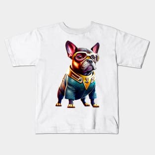 Frenchie in Oceanic Heroic Attire Version 3 Kids T-Shirt